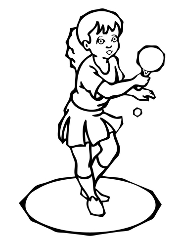 Girl Plays Ping Pong Coloring Page